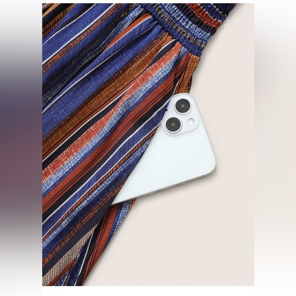 BloomChic Striped Contrast Dolman Sleeve Shirred Pocket Split Flutter Dress - Picture 5 of 7